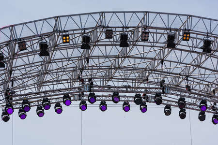 Spot lights over the stage. Outdoor shot.の写真素材