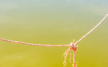 Close up of a rope knot over the waterの写真素材