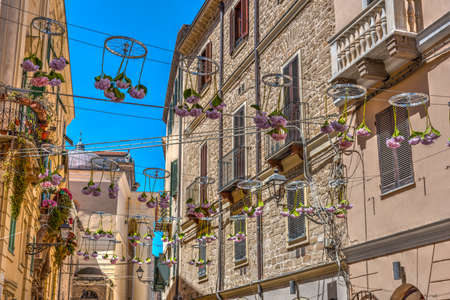 Decorations in Alghero old town. Sardinia, Italyの写真素材