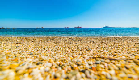 Pebbles in Santa Maria Navarrese shore. Sardinia, Italyの写真素材