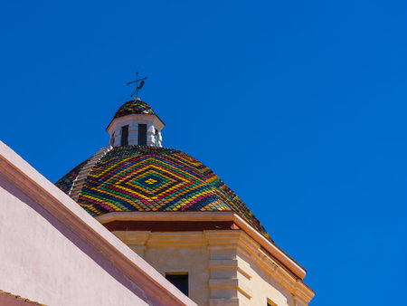 San Michele dome in Alghero on a sunny day. Sardinia, Italy