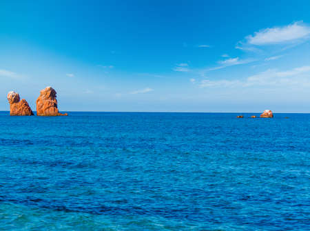 Sea stacks in Cea beach. Sardinia, Italyの写真素材