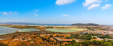 Panoramic view of Molentargius natural park. Sardinia, Italyの写真素材