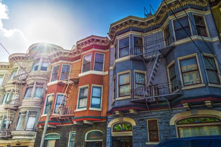Victorian houses in San Francisco. California, USAの写真素材
