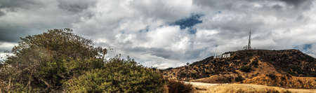 Los Angeles, CA, USA - October 28, 2016: Hollywood sign under a dramatic skyのeditorial素材