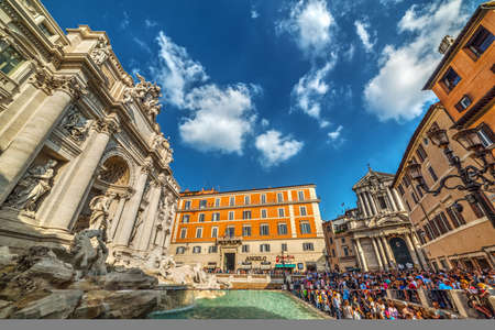 Rome, Italy - October 13, 2017: Tourists by world famous Fontana di Treviのeditorial素材