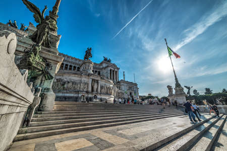 Rome, Italy - October 12, 2017: Sun shining over Altar of the fatherlandのeditorial素材