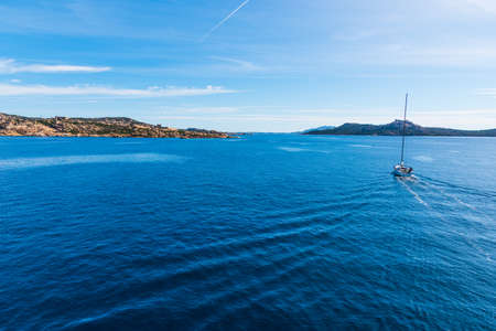 Sail boat in Sardinia, Italyの写真素材