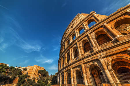 World famous Flavian Amphitheatre at sunset. Rome, Italyの写真素材