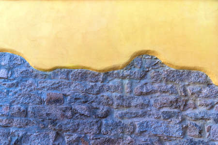 Close up of a grey and yellow wallの写真素材