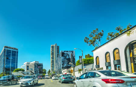 Los Angeles, CA, USA - November 02, 2016: Traffic on sunset boulevard on a sunny dayのeditorial素材
