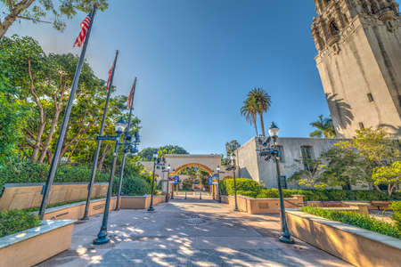 San Diego, CA, USA - November 04, 2016: Small square by California tower in Balboa parkのeditorial素材