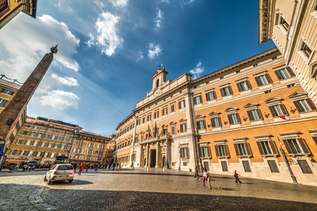 Rome, Italy - October 13, 2017: Montecitorio square. Italian parliament.の写真素材
