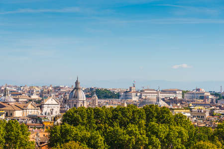 Rome cityscape seen from Promenade of the Janiculum, Italyの写真素材