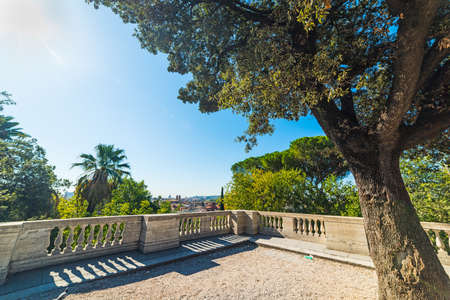 Pincio terrace under a shining sun. Rome, Italyの写真素材