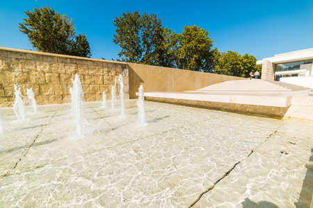 Fountain by Ara Pacis museum in Rome, Italyの写真素材