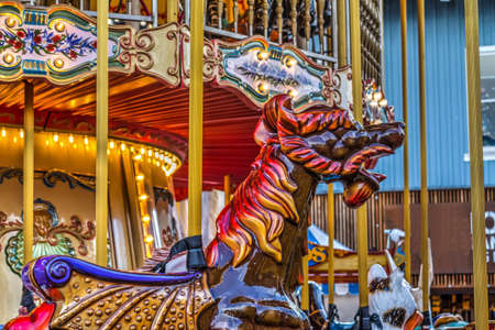 Close up of a carousel in San Francisco, Californiaの写真素材