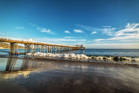 Malibu pier at sunset. Los Angeles, Californiaの写真素材