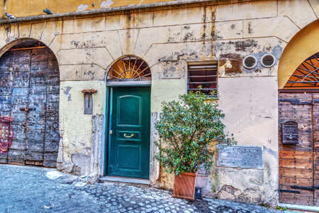 Rustic wall in Trastevere. Rome, Italyの写真素材