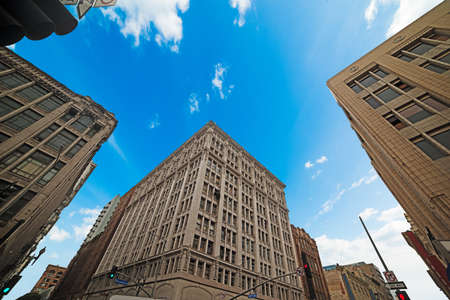 Skyscrapers in downtown Los Angeles, Californiaの写真素材