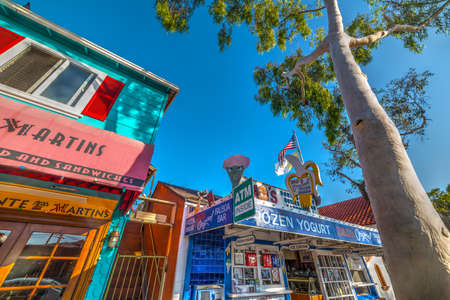 Newport Beach, CA, USA - November 02, 2016: Beautiful shops in Balboa islandのeditorial素材