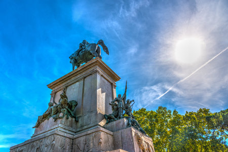 Giuseppe Garibaldi statue in Janiculum promenade. Rome, Italy