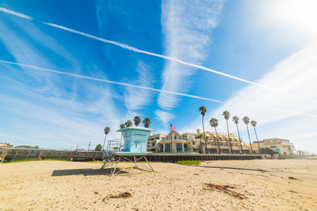 Lifeguard hut in Pismo Beach, Central Californiaのeditorial素材