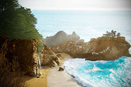 World famous McWay falls in Big Sur state park. Central California, USAの写真素材