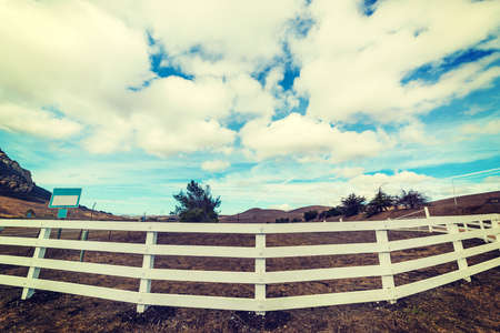 Wooden fence in the countryside. Central California, USAの写真素材