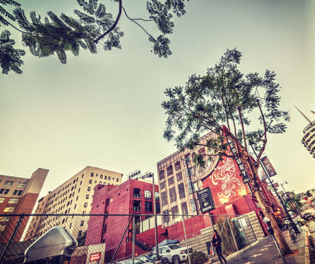 Los Angeles, CA, USA - October 29, 2016: City life in Vine street, Hollywoodのeditorial素材