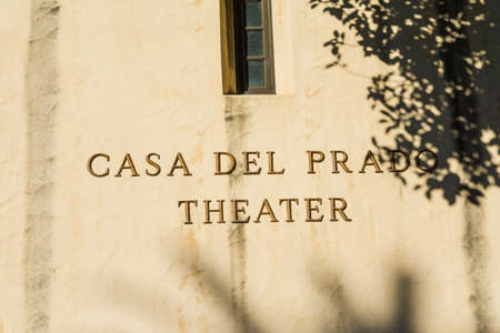 San Diego, CA, USA - November 04, 2016: Casa del Prado theater sign in Balboa Parkのeditorial素材