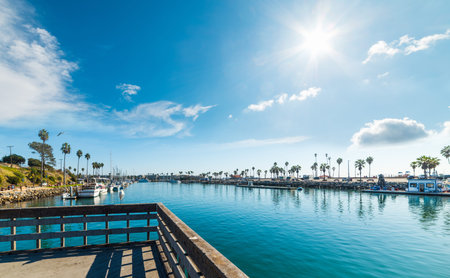 Sun shining over Oceanside harbor, Southern California