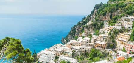 Beautiful landscape of world famous Positano in Amalfi Coast, Italy.の写真素材