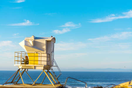 Girls in a lifeguard hut in La Jolla beach, San Diego. Southern California, USAの写真素材