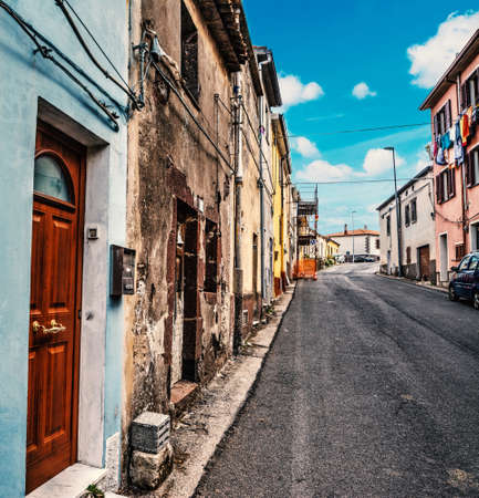 Narrow alley in Villanova Monteleone. Sardinia, Italyの写真素材