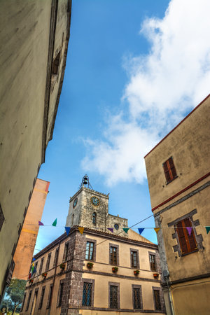 Villanova Monteleone, Italy - October 15, 2014: Santa Croce church on a sunny dayのeditorial素材
