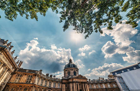 Institut de France under a shining sun in the summertime. Paris, Franceのeditorial素材