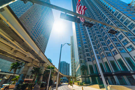 Sun shining over beautiful downtown Miami. Southern Florida, USAの写真素材