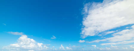 blue sky with white, soft clouds in Florida, USAの写真素材