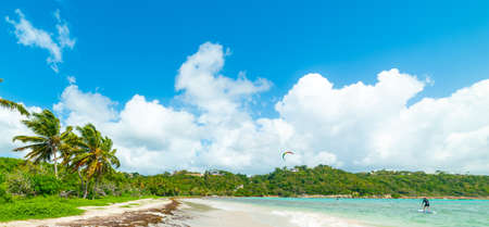 Blue sky over Pointe de la Saline beach in Guadeloupe, French west indies. Lesser Antilles, Caribbean seaの写真素材
