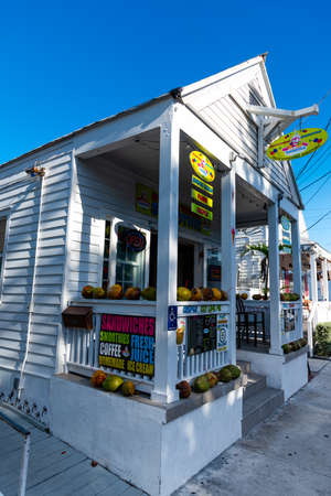 Key West, USA - February 20, 2019: Sandwich and Smoothies store in Duval Streetのeditorial素材