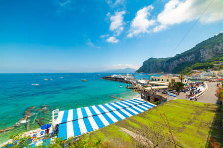 Turquoise water in Capri island coastline, Italyの写真素材