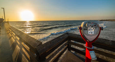 Binoculars in Newport Beach at sunset. California, USAの写真素材
