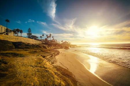 Sunset in La Jolla shore. California, USAの写真素材