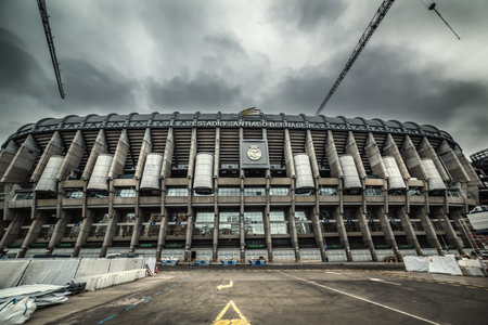 Madrid, Spain - january 24, 2020: World famous Santiago Bernabeu arena under a dramatic skyのeditorial素材