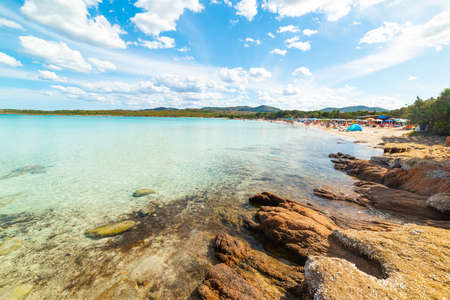 Cloudy sky over Porto Istana beach. Sardinia, Italyの写真素材
