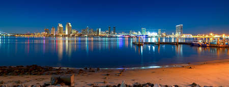 Skyscrapers in Downtown San Diego seen from Coronado island. California, USAの写真素材