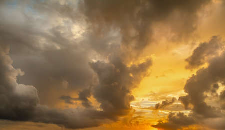 Dramatic sky at sunset in the springtime. Sardinia, Italyの写真素材