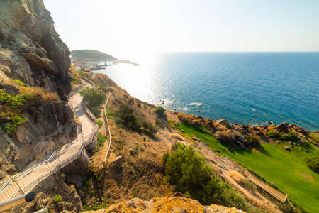 Castelsardo coastline at sunset. Sardinia, Italyの写真素材