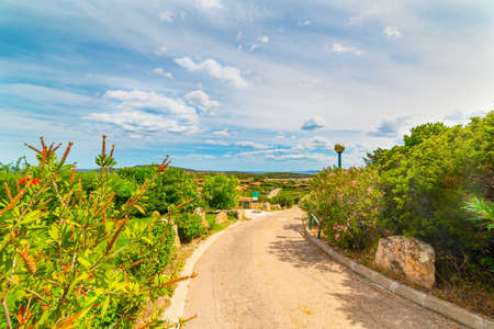 Blue sky over a small village in Sardinia, Italyの写真素材